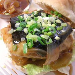 A picture of Vegetarian Burgers with Japanese Vinegar Sauce.
