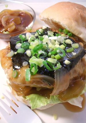 A picture of Vegetarian Burgers with Japanese Vinegar Sauce.
