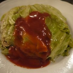 A picture of Cooked in a Microwave! Layered Ground Meat and Cabbage Dome.