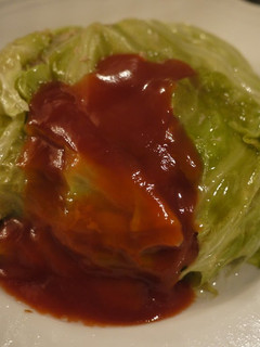 A picture of Cooked in a Microwave! Layered Ground Meat and Cabbage Dome.