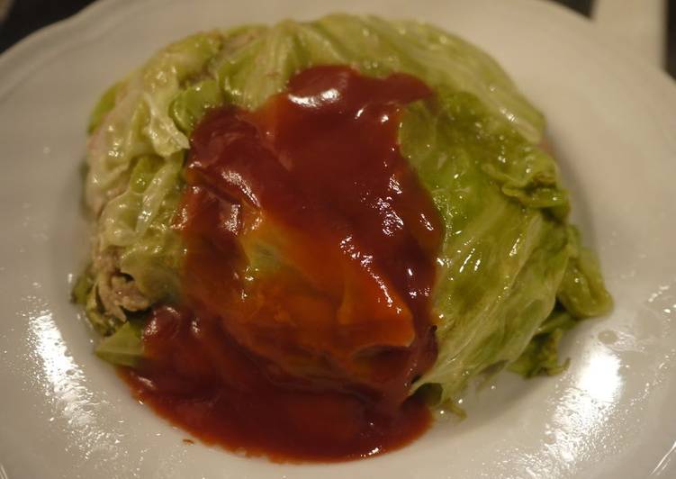 Now You Can Have Your Cooked in a Microwave! Layered Ground Meat and Cabbage Dome