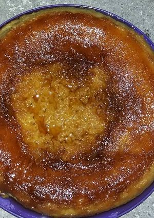 Una foto de Flan casero de plátano