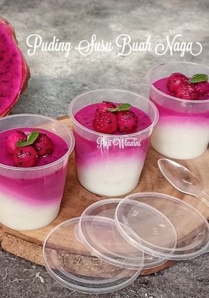 Foto resep Puding susu buah naga