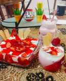 Strawberry custard and Strawberry jelly.  with 🍦whippy whipped cream 🍦