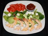 Camarones con salsa cóctel al jengibre