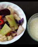 Steamed veggies, Yogurt dip