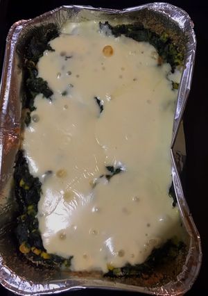Una foto de Budín de espinaca y choclo