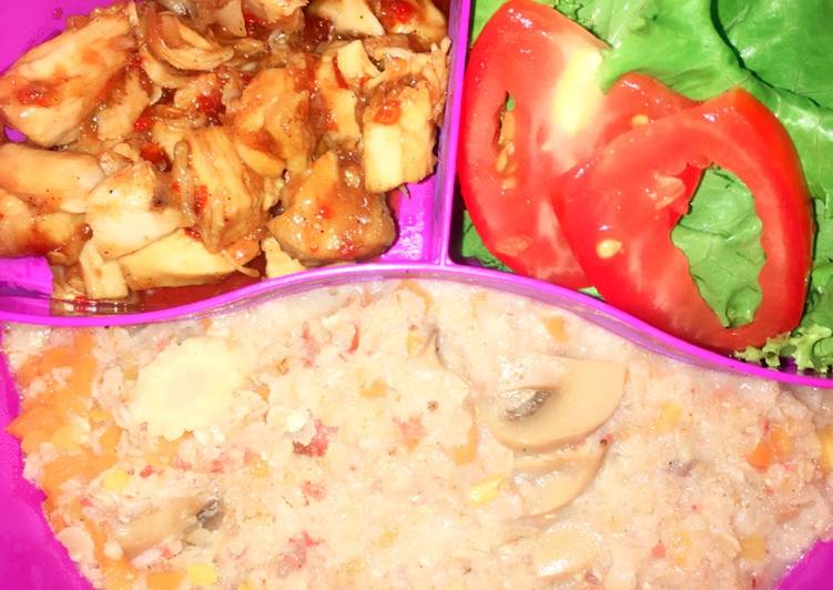  Resep  Bubur  ayam oatmeal  menu diet  no oil oleh Fhadli 