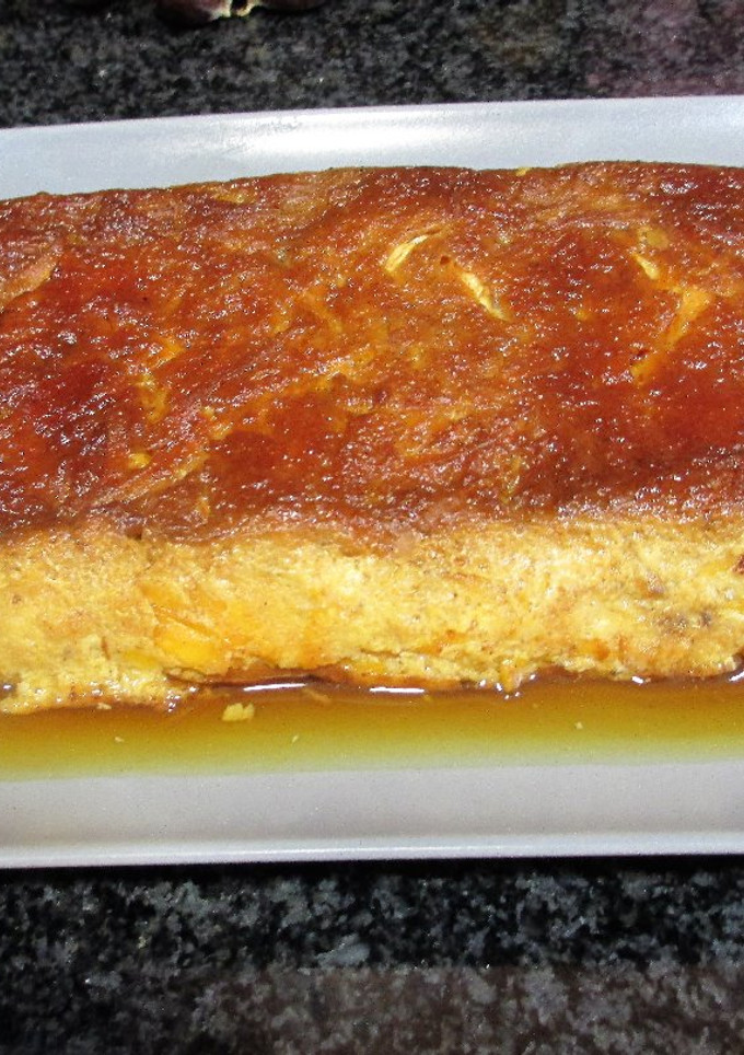 Una foto de Budín de pan de molde Bimbo con calabaza al baño María