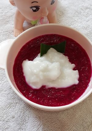 Foto resep Bubur sumsum saus naga merah dan alpukat