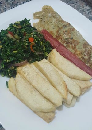 A picture of Fried yam medley breakfast.