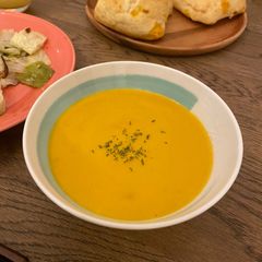 A picture of Carrot, potato and onion soup.