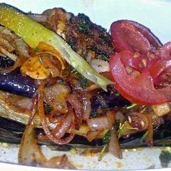 A picture of Sig's Stuffed Aubergine (vegetarian).