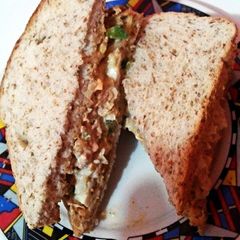 A picture of Egg and tuna sandwich.