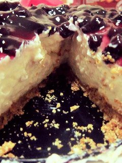 A picture of Blueberry cheese cake.
