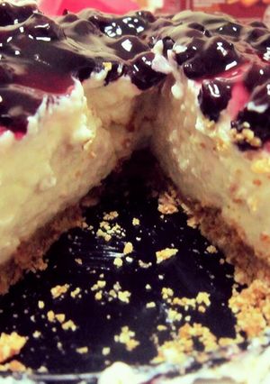 A picture of Blueberry cheese cake.