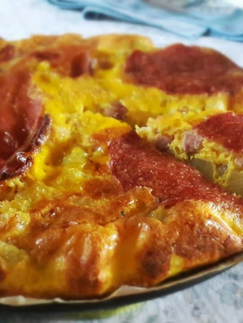Easy Steps to Prepare Oven omelette with potatoes,cheese,ham and salami! the So Delicious You can take Joss in your mouth