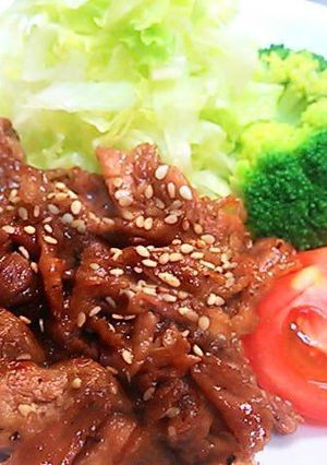 A picture of Korean-style Yaki-niku BBQ with My Secret Sauce (ver. 1).