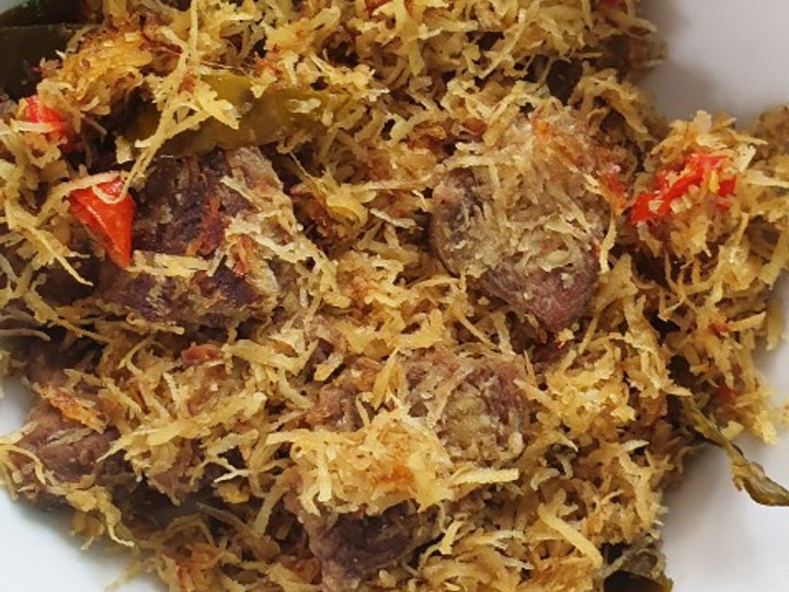 Resep Dendeng Ragi (serundeng daging sapi) pedas, Bisa Manjain Lidah