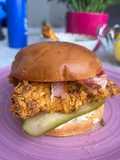 Hamburguesa Parmayo de pollo frito extra crujiente en airfryer🍔🍗