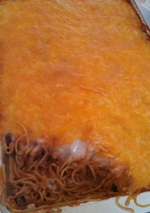 A picture of Baked spaghetti.