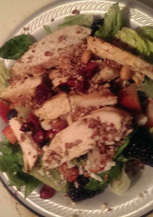 A picture of Three Barry grilled chicken salad.