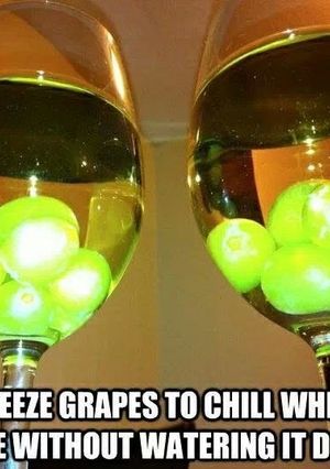 A picture of Keep your favorite white wine cold w grapes!.