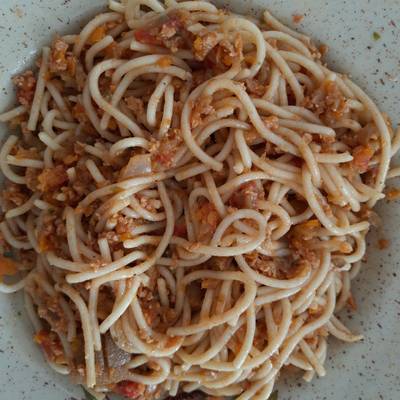 Espaguetis con Soja Texturizada