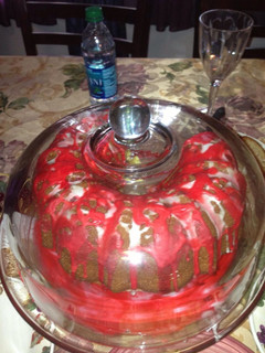 A picture of Lemon Red Velvet Marble Pound Cake.