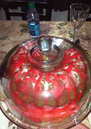 A picture of Lemon Red Velvet Marble Pound Cake.