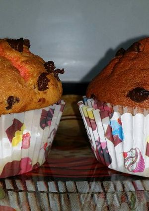 Una foto de Muffins con gotas de chocolate 