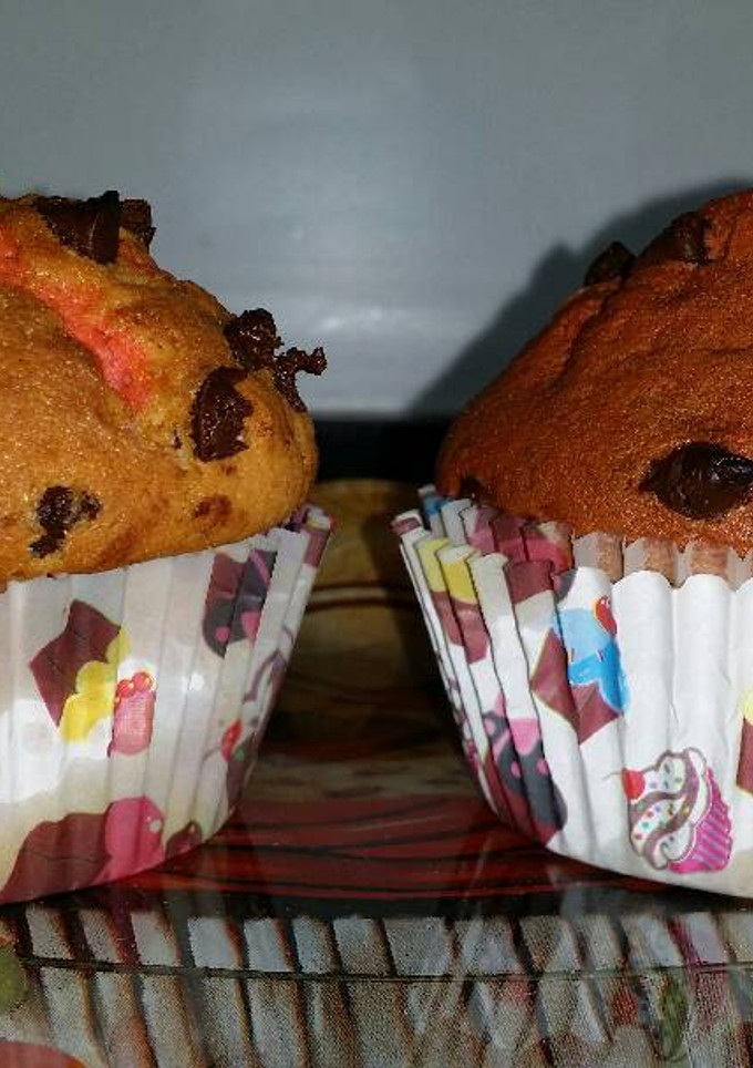 Una foto de Muffins con gotas de chocolate 