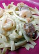 Sausage and shrimp fettuccine alfredo