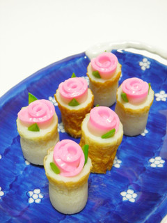 A picture of Kamaboko Fish Cake Roses in Cheese Chikuwa - A Charaben Side Dish.