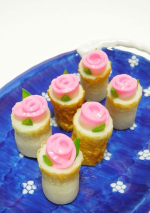 A picture of Kamaboko Fish Cake Roses in Cheese Chikuwa - A Charaben Side Dish.