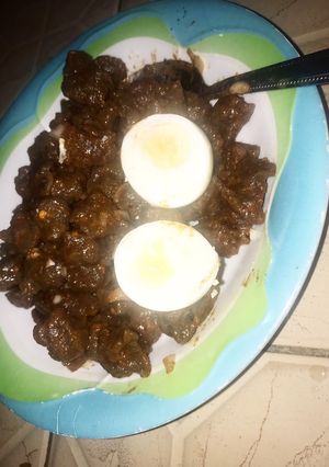 A picture of Danwake (semovita dumplings).
