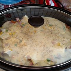 A picture of Scalloped Potato/Ham Soup.