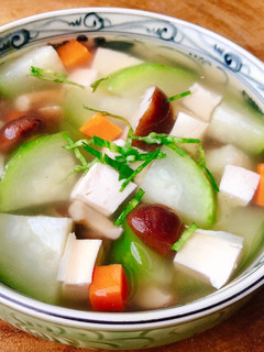 Hình của món Canh bí xanh nấu nấm hương.
