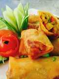 Fried Spring Rolls with Curried Chicken Filling