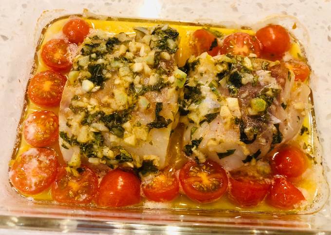 Steps to Prepare Quick Cherry Tomato Baked Cod