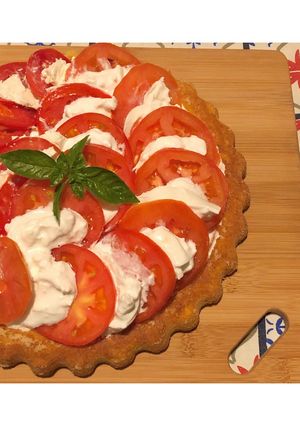 A picture of Soft Caprese Tart (Savory) 🍅.