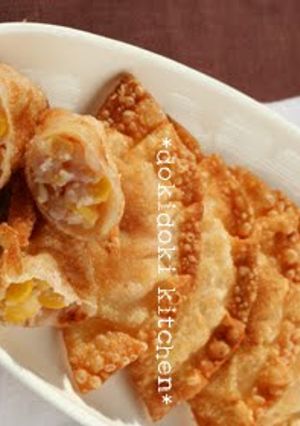 A picture of Crispy Fish Sausage and Corn Gyoza.