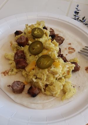 A picture of Sausage jalapeño eggs.