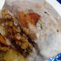 A picture of stove top stuffed pork loin.