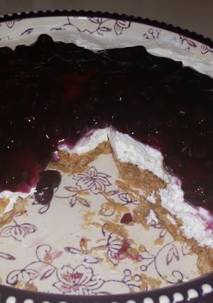 A picture of Nutterbutter Blueberry Cheesecake.