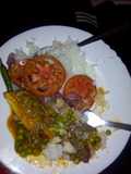 Meat, rice and peas