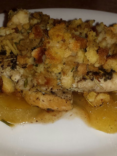 A picture of Smothered Pork & Apples.
