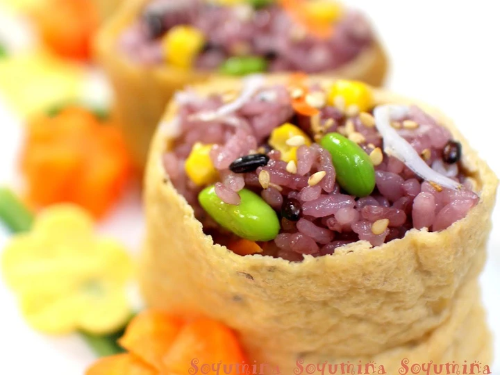 Easy Way Prepare Recipe Seven Colored Inari Sushi with Black Rice that is Really Delicious, So Delicious}