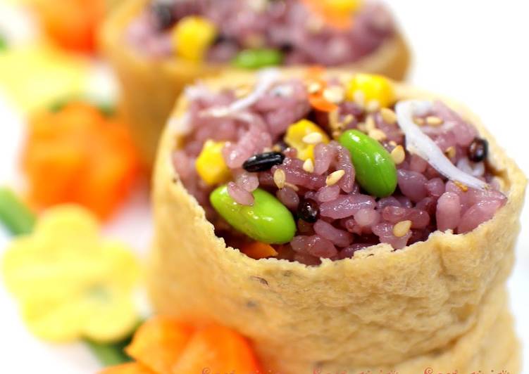 Simple Way to Make Quick Seven Colored Inari Sushi with Black Rice