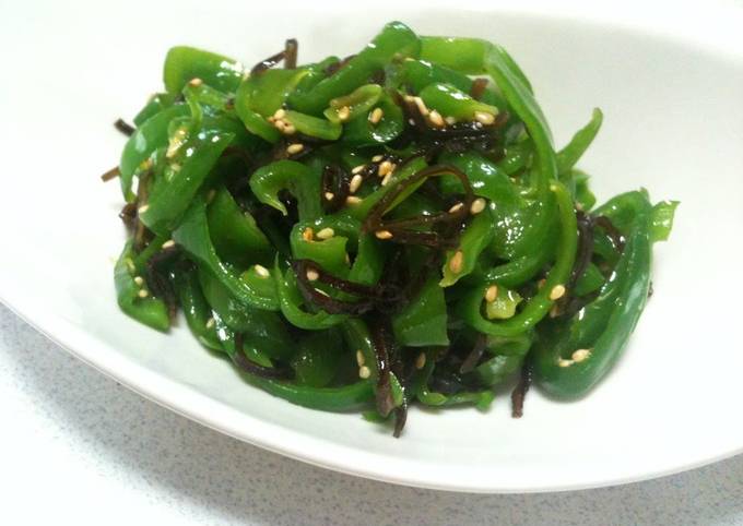 Steps to Make Favorite Shio-Kombu and Green Bell Pepper